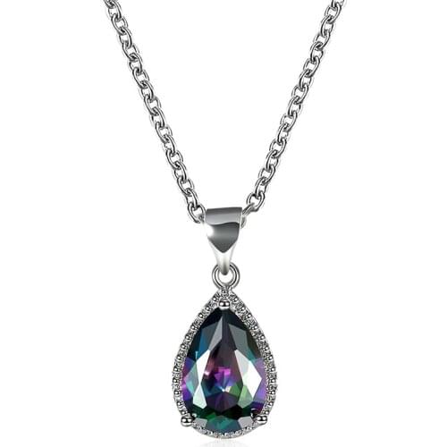 High Quality Elegant Wedding Necklaces For Woman Classic Water Cubic Zircon Crystal Silver Chain Pendant Necklaces Jewelry