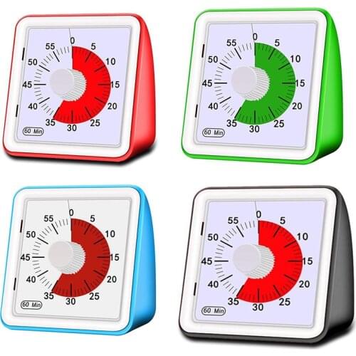 1PC 60 Minutes Visual Analog Timer Silent Countdown Clock Time Management Tool For Kids Adults Safe Durable Kitchen Timers
