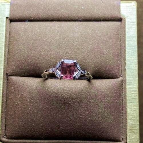 1Pc Natural Tourmaline Ring Red Quartz Crystal Adjustable Ring 925 Silver Girl Gift Jewel Ring Crystal Healing stone