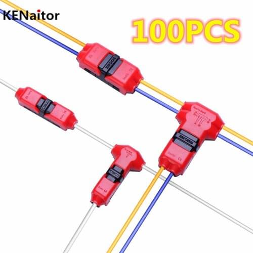100PCS I/T Type 1pin 2pin Scotch Lock Quick Splice Wire Connectors Terminals Crimp Electrical Car Audio 24-18AWG Wire Set