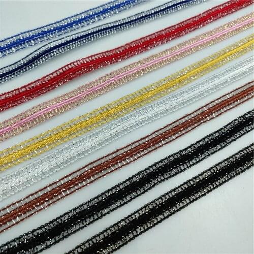 12mm Width Ladder Lace Hollow Gold Thread Polyester Ribbons Trim Silver Webbing Tape Sewing For Hat Clothing Shoes Decorative