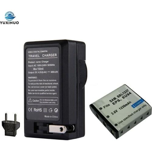 1230mAh SLB-1237 SLB1237 EPS. EU94 Digital Camera Battery + AC Charger For Samsung Digimax L55 L55W L85 Epson L500V Sigma DP1
