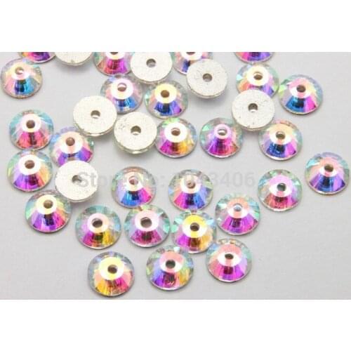 1440pcs 4mm flower round holl Flatback Sew On Rhinestones Crystal AB Color Silver Base Round Sewing Crystal Stone
