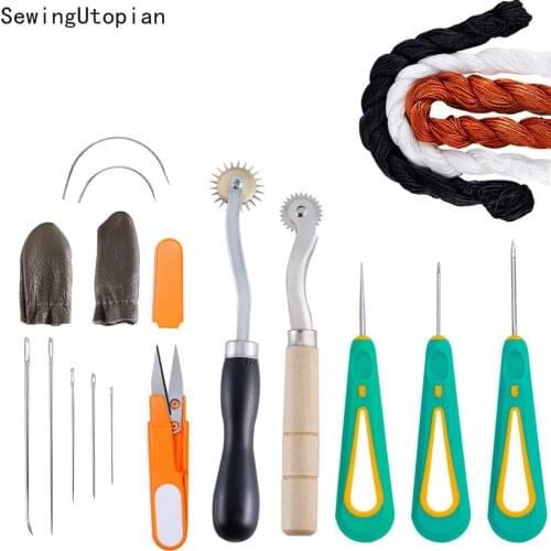 18PCS Sewing Needle Awl Leather Craft Stitching Awl Sewing Leathercraft Shoe Repair Tools Supplies Sewing Accessories
