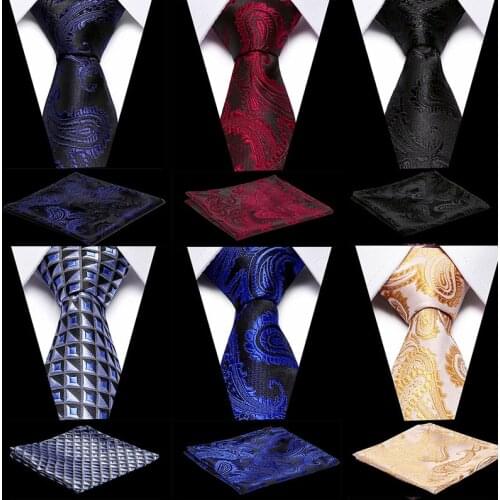 New Paisley Jacquard Woven Silk Mens Tie Handkerchief Set Neck Tie 7.5cm Striped Ties for Men Suit Business Wedding