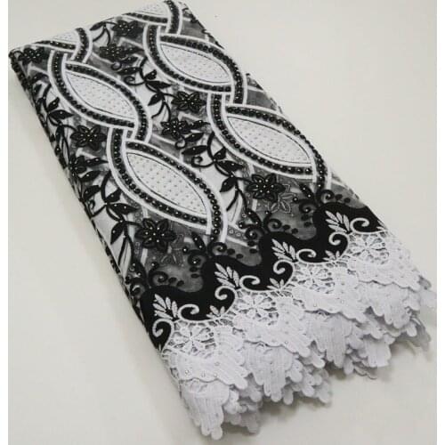 2021 High Quality African Nigerian Tulle Lace Fabric Embroidery Milk Silk Voile Cord French Dress Prom Party Gown 2.5yards