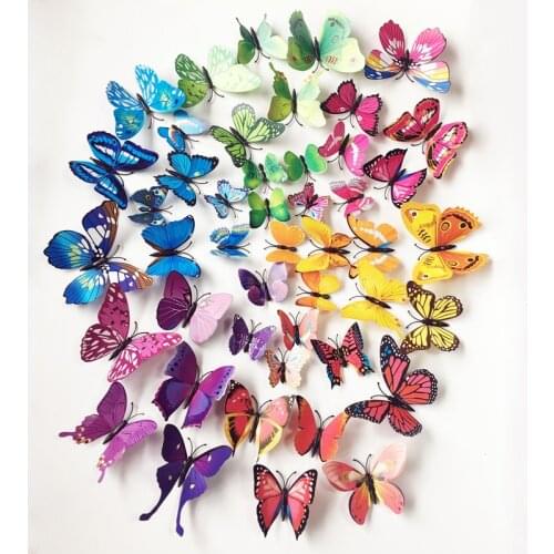 36Pcs/Set Big Small Mix Butterflies Sticker Fridge Wall Stickers for Kids Rooms Adhesive to Wall Decoration Adesivo De Parede