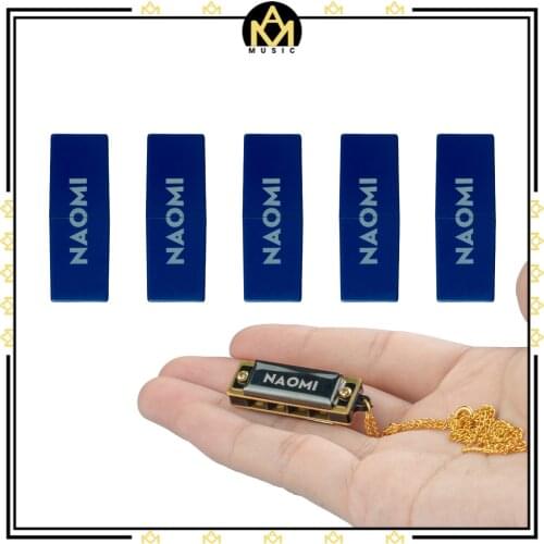 5pcs/1set Mini Harmonica Necklace 4 Holes In Key Of C Solo Performance Use Fashinable Case