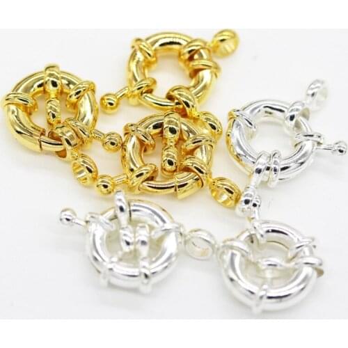 5pcs/lot Copper Sailor Clasps Connector Fit Charm Bracelets End Clasps DIY Jewelry Making Findings Round Clavicle Necklace Clasp