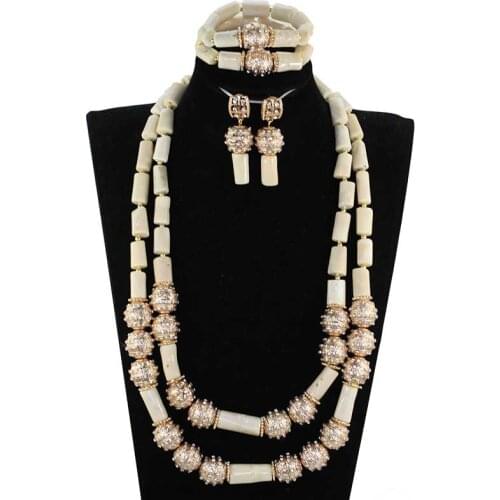 African White Coral Beads Bridal Jewelry Set 26inches Long Coral Women Necklace Set Anniversary Party Beads Jewelry Set CNR870