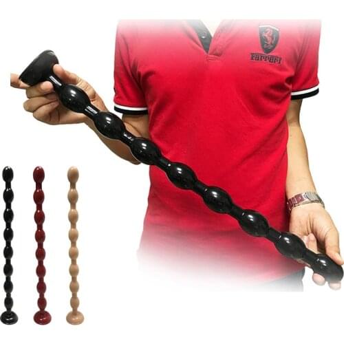 50cm Long Anal Bead Plug With Suction Cup Prostate Massager Anus Dilator Butt Plug 8 Beads Soft Buttplug Sex Toys For Men Women