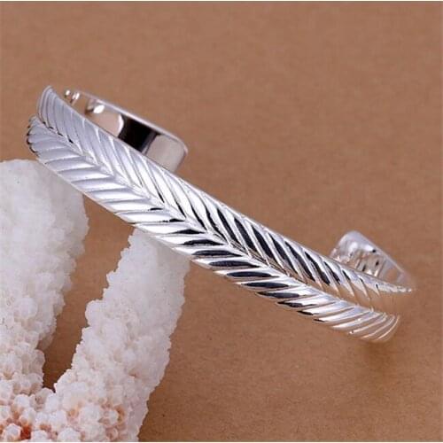 B172 Fashion Silver Color Charm Bangle Cuff Bracelet Bangles For Women Jewelry Gift Bangles Setaria Opened Bracelets /amoajdva