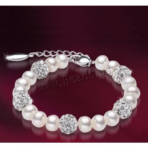 Freshwater 100% Natural Pearl Bracelet White Pearls Women Bracelet With Pearl Jewelry silver color de perle