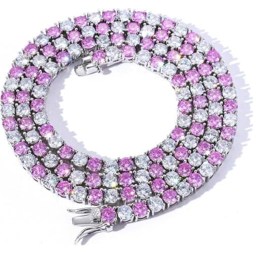 Hip Hop Jewelry Fashion Iced Out Bling AAA Zircon 1 Row Tennis Chain Necklace White Charms Bracelets Gifts for Men and Women