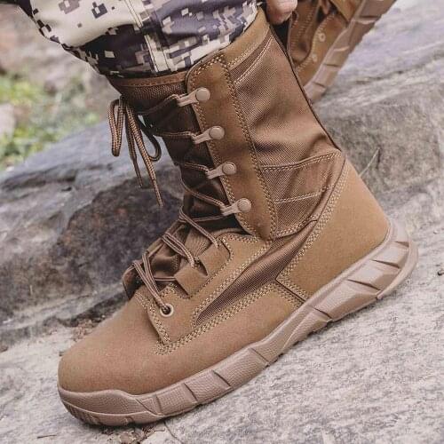 CQB.SWAT Combat Breathable Ankle Army Brown Mens Tactical Leather Summer Military Boots with Zipper