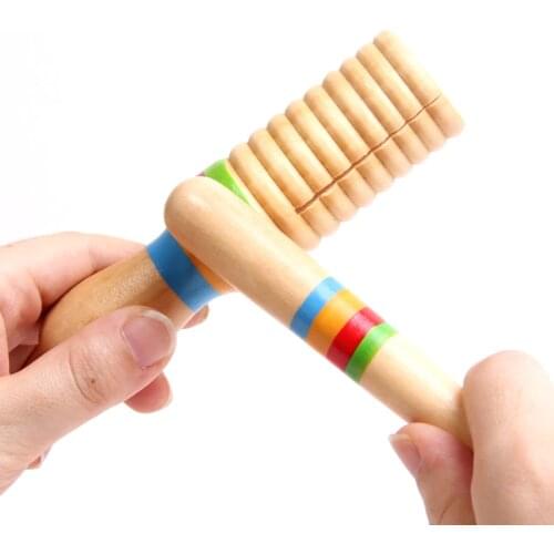 Wooden Guiro Instrument For Kids Boys GirlsToddler Baby Music Toys 1 2 3 4 5 Years Old Montessori Educational