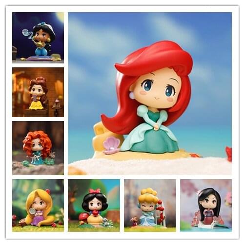 Disney Princess Comics Series Belle Mulan Snow White Rapunzel Jasmine Ariel Action Figure Toys For Girl Birthday Gifts