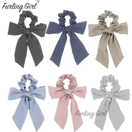 Furling Girl 1 PC Little Polka Dots Bowknot Elastic Hair Bands Multi Functional Headbands Spots Hair Scrunchies Hair Accessories