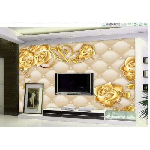 Custom photo murals Home Decoration Golden roses TV backdrop classic wallpaper for walls room modern wallpaper
