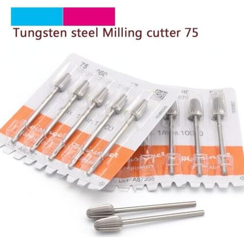High Quality 1pcs 2.35mm Shank Tungsten Steel Milling Cutter Burrs Grinding Head For Wood Bone Olive Nuclear Carving Tools 75