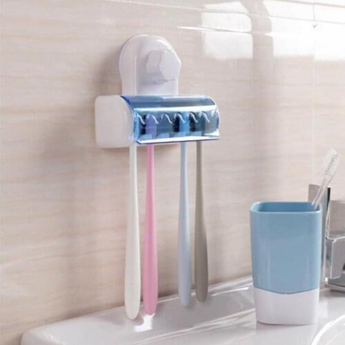 Creative Covered Toothbrush Holder 5 Hooks Bathroom Toothbrush Rack Stand Hooks Suction Cup Wall Mount Kids Toothbrush Holders