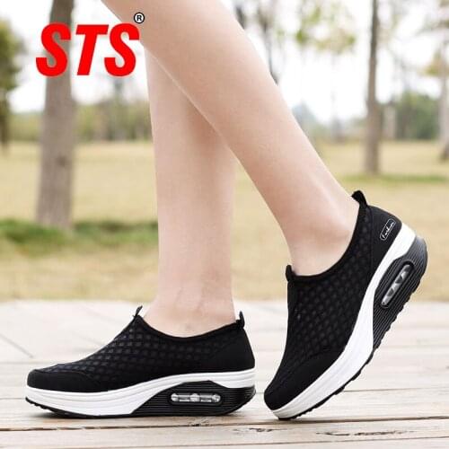 STS Womens Casual Shoes Sneakers Rocking Shoe Breathable Light Mesh Surface Running Ladies Plus Size Outdoor Women Shoes Flats