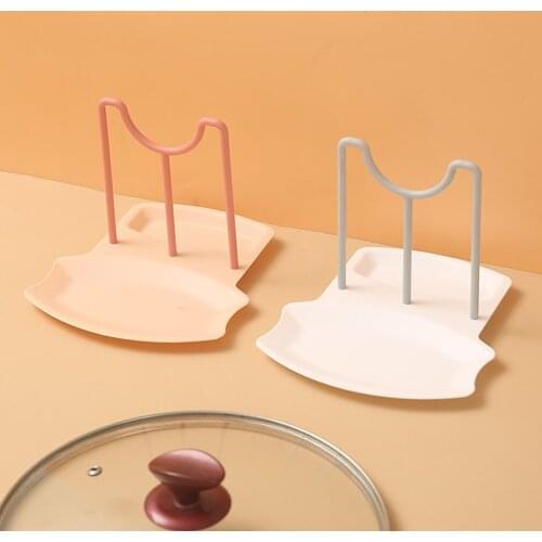 Kitchen Countertop Non-perforated Spoon Storage Rack Kitchen Dish Pot Lid Punch-Free Spoons Holder Multifunctional Bracket