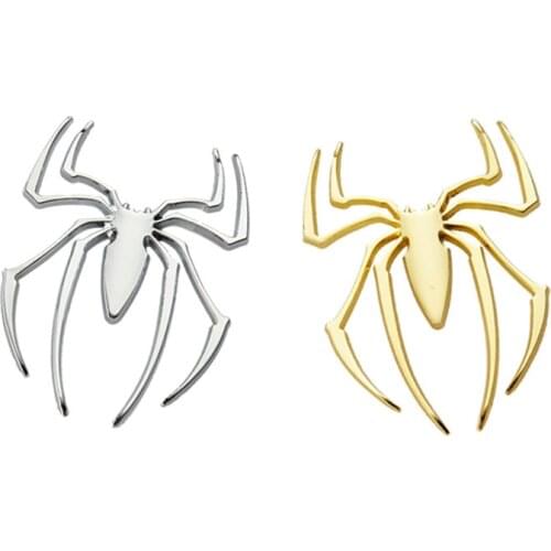 2X 3D Metal white glod pider Emblem Sticker Truck Label Car Motorcycle Badge Car Styling Decoration Car Accessories 7cm*8cm