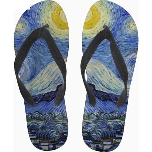 Customized Painting Art Men Flip Flops Comfort Mans Casual Shoes Home Beach Slippers 3D Starry Night Print Flip-Flops Plus Boy