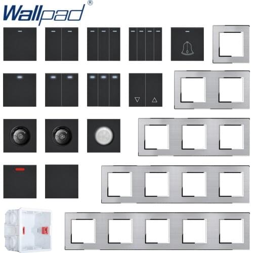 Wallpad Stainless Steel Panel Wall Light Switch Black Function Key Only DIY Free Combination 52*52mm 1 2 3 4 5 Multiple Frame