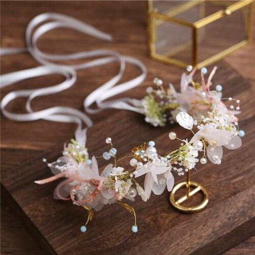 Butterfly Juan Yarn Bridal Headdress Wreath Hair Hoop Shape Wrist Flower Handmade Lace Knot Wedding Accessories