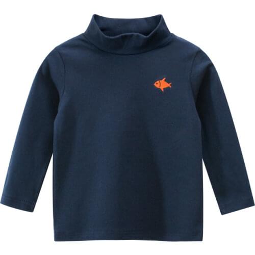 Autumn New Boys Girls T Shirt Lovely Fish Long Sleeve Cotton T-Shirts Children Spring Clothing Casual Turtleneck Kids Tops 2-9Y