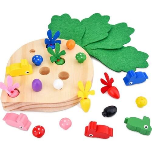 Early Education Puzzle Carrot Insertion Game Wooden Toys Color Shape Matching Game Training Hand-Eye Coordination Childrens Toy