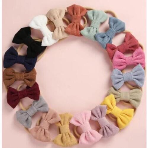 Corduroy Baby Headband Girls Bow Headbands Traceless Newborn Candy Color Hair Accessories Kids Elastic Hairbands Turban