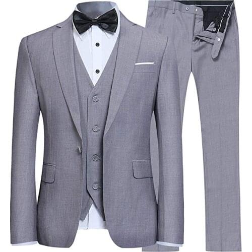 Grey Custom Made Groom Wear Tuxedos Mans Suits For Wedding Fashion Mans Dinner/Party Suit Three Pieces Suit(Jacket+Pants+Vest