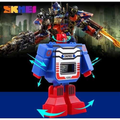 Skmei Fashion LED Digit Kids Children Watch Sports Cartoon Watches Cute Relogio Relojes Robot Transformation Toys Wrist Watch