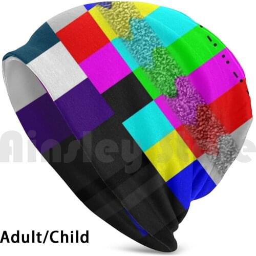 Warning Beanies Knit Hat Hip Hop Emergency Emergency Broadcast Av Static Color Screen Test Morse Code