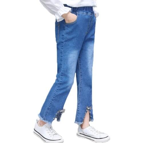 Spring Flare Jeans For Girls Boot Cut Denim Pants Kid Jeans Childrens Jeans Autumn Casual Teenage Girls Jeans 6 8 10 12 14 Year
