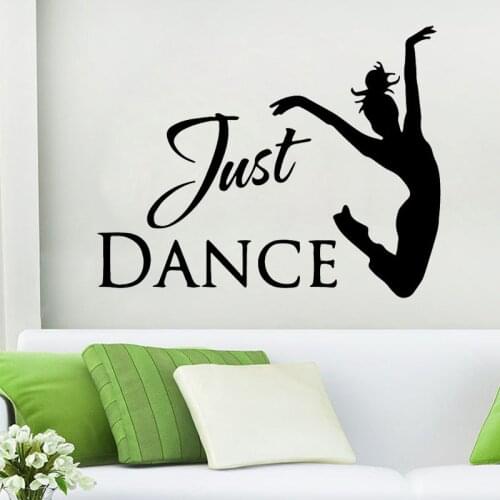 WJWY Dance Wall Stickers Girl Text Vinyl Wall Decal For Kids Rooms New Design Girl Dancer Wall Decor Art Murals