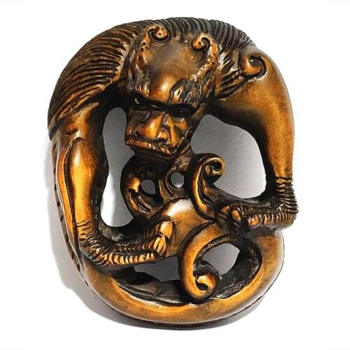 Y6518 - 2" Hand Carved Boxwood Netsuke - Dragon