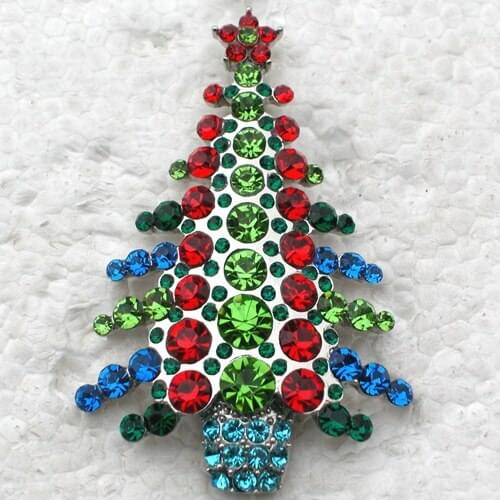 Rhinestone Christmas Tree brooch Christmas gift Pin brooches C680 E