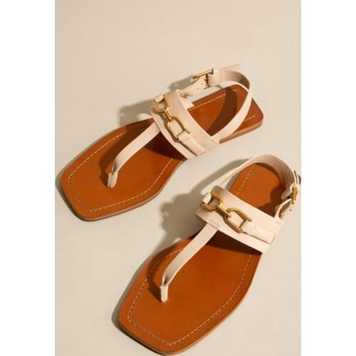 2021 Summer Fairy Style Gladiator Sandals Women Word Buckle Clip Toe Roman Flats Sandals Beach Slippers Flip Flops Sandalias