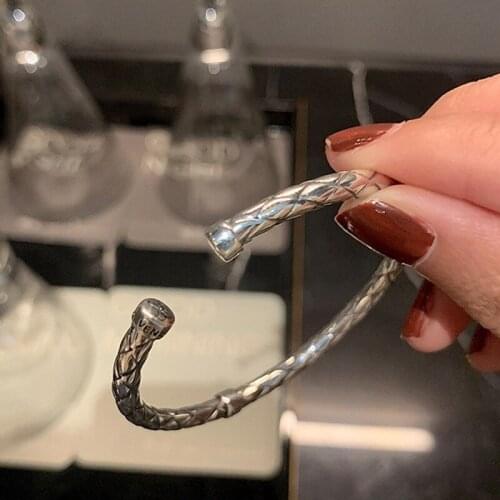 Vintage Silver Plated Diamond Open Womens Bracelet Geometric Cuff Bracelet Jewelry Gift Fashion Student Jewelry Birthday Gift