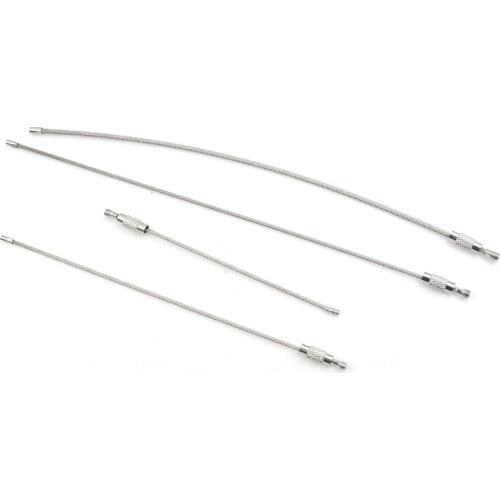 10Pcs/lot EDC keychain tag rope Stainless steel wire cable loop outdoor screw lock gadget ring key keyring circle camp luggage