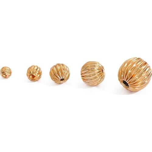 10Pc 3 4 5 6 8mm 18K Gold Plated Copper Plated Round Bead Round Loose Beads Spacers For DIY Jewelry Making Supplies Accessories