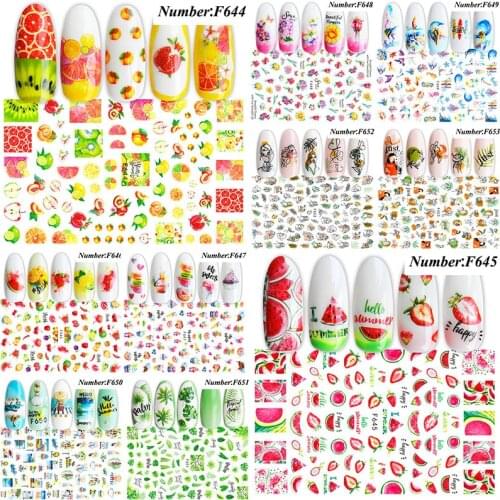 2021 Spring Summer Fruits Sliders Nails Watermelon/Strawberry/Orange 3D Nail Sticker Decals New Design Decoration Foil Tips