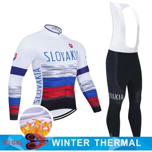 2021 Team Winter Cycling Clothing 9D Pants Set MTB Uniform Bike Jersey Mens Thermal Fleece Bicycle Clothes Long Cycling Wear