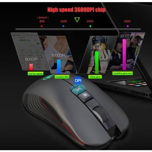 3600dpi Adjustable Colorful Luminous Rechargeable Wireless Gaming Mouse 7D Can Turn Off The Light Desktop PC Laptop Accessories