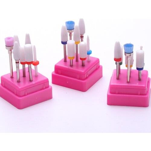 7pcs Ceramic Electric Nail Drill Bit Ceramic Milling Sets Cutters Manicure Machine Rotary Burr Rainbow Art Accessories