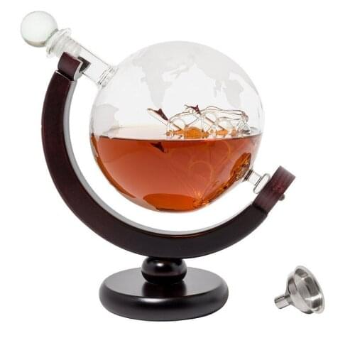 850ml uísque decanter antigo navio dispensador de uísque para licor uísque uísque vodka globo decanter com terminou suporte de m